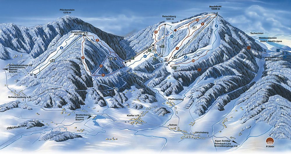 Mapa skiareálu Hochficht Mapa skiareálu Hochficht